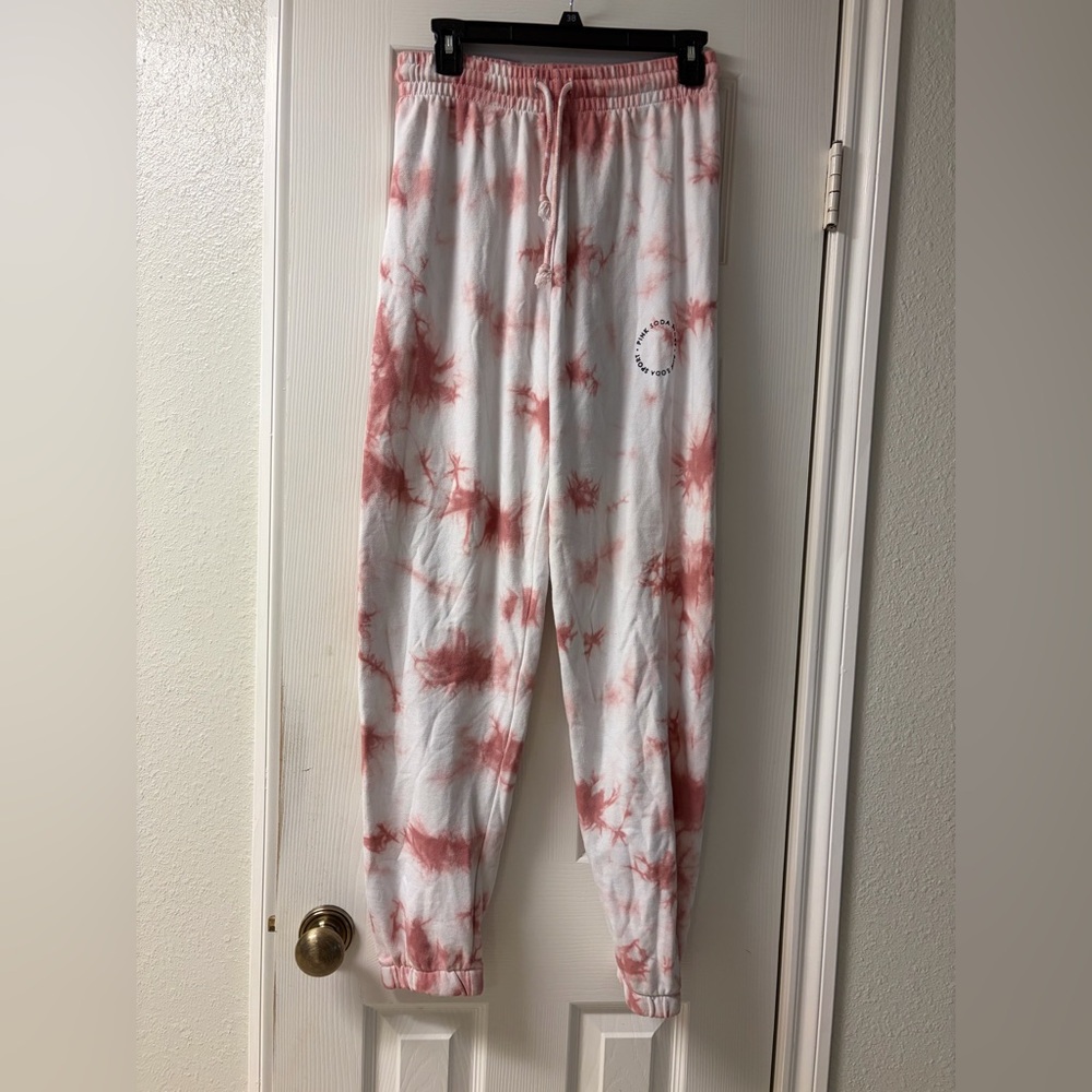 Pink Soda Sport Pink and White Tie-Dye Jogger Pants Size XS